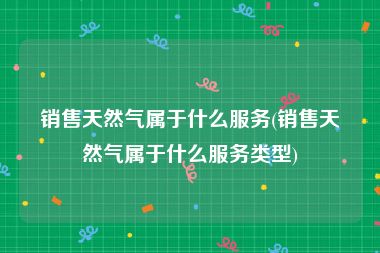 销售天然气属于什么服务(销售天然气属于什么服务类型)