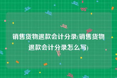 销售货物退款会计分录(销售货物退款会计分录怎么写)