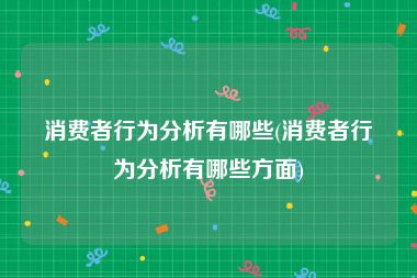 消费者行为分析有哪些(消费者行为分析有哪些方面)