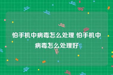 怕手机中病毒怎么处理 怕手机中病毒怎么处理好