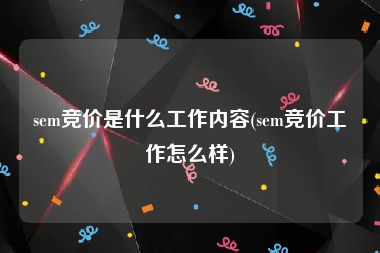 sem竞价是什么工作内容(sem竞价工作怎么样)